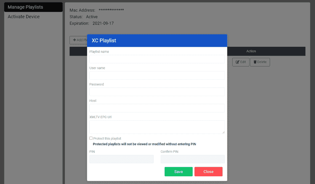 IPTV Smarters main screen showing 'Login with Xtream Codes API'.